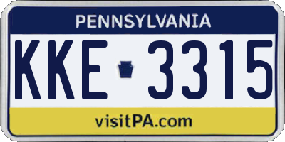 PA license plate KKE3315