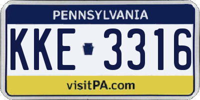 PA license plate KKE3316