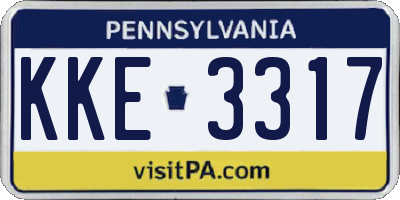 PA license plate KKE3317
