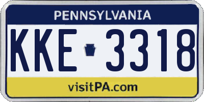 PA license plate KKE3318