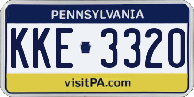 PA license plate KKE3320