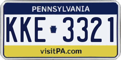 PA license plate KKE3321