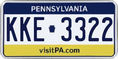 PA license plate KKE3322