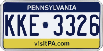 PA license plate KKE3326