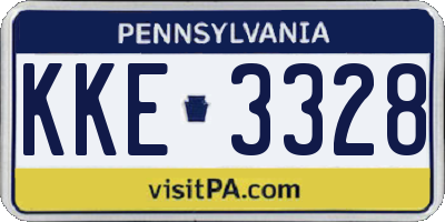 PA license plate KKE3328