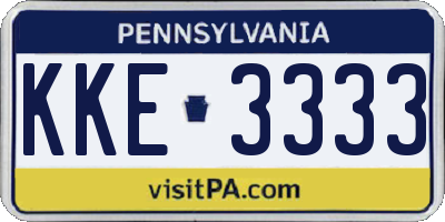 PA license plate KKE3333