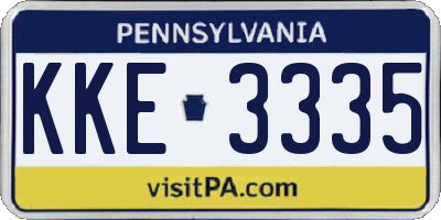 PA license plate KKE3335