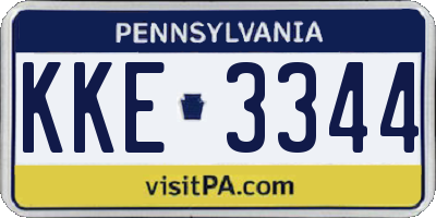 PA license plate KKE3344