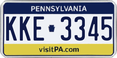 PA license plate KKE3345