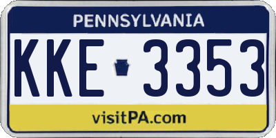 PA license plate KKE3353