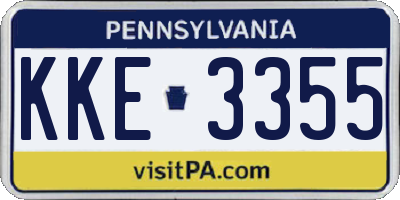 PA license plate KKE3355