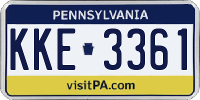 PA license plate KKE3361