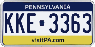PA license plate KKE3363