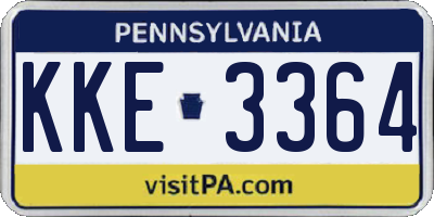 PA license plate KKE3364