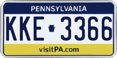 PA license plate KKE3366
