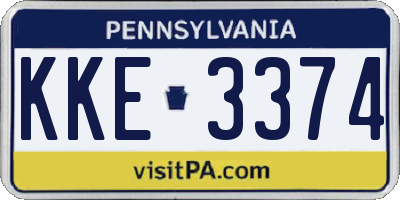 PA license plate KKE3374