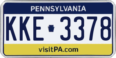 PA license plate KKE3378