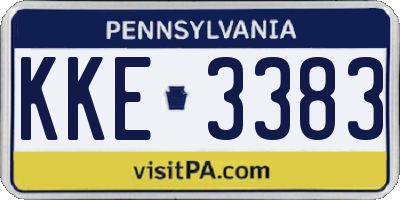 PA license plate KKE3383