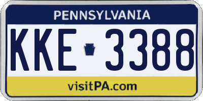 PA license plate KKE3388