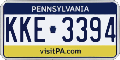 PA license plate KKE3394