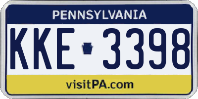PA license plate KKE3398