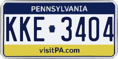 PA license plate KKE3404