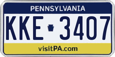 PA license plate KKE3407