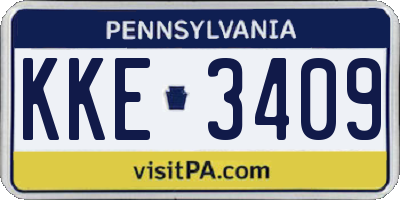 PA license plate KKE3409