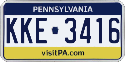 PA license plate KKE3416
