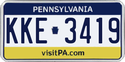 PA license plate KKE3419