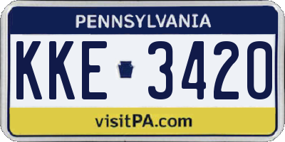 PA license plate KKE3420