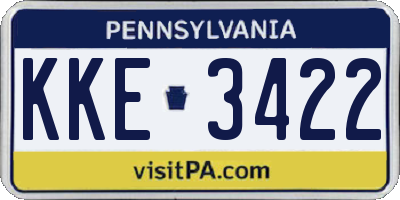 PA license plate KKE3422