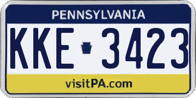 PA license plate KKE3423