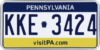 PA license plate KKE3424