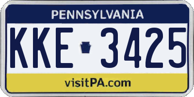 PA license plate KKE3425