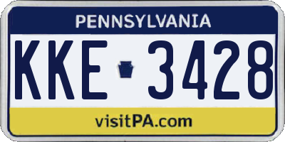 PA license plate KKE3428