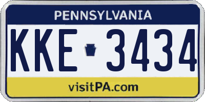 PA license plate KKE3434