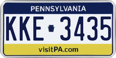 PA license plate KKE3435