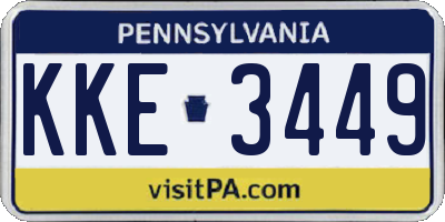 PA license plate KKE3449