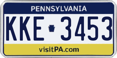PA license plate KKE3453