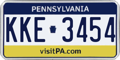PA license plate KKE3454