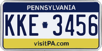 PA license plate KKE3456