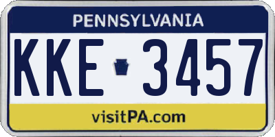 PA license plate KKE3457