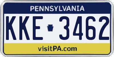 PA license plate KKE3462