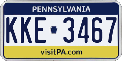 PA license plate KKE3467