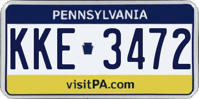 PA license plate KKE3472