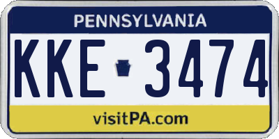 PA license plate KKE3474