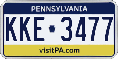 PA license plate KKE3477