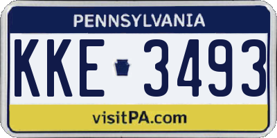 PA license plate KKE3493