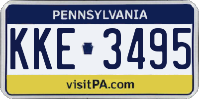 PA license plate KKE3495